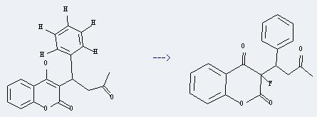 Warfarin can be used to get 3-fluoro-3-(3-oxo-1-phenyl-butyl)-chroman-2,4-dione